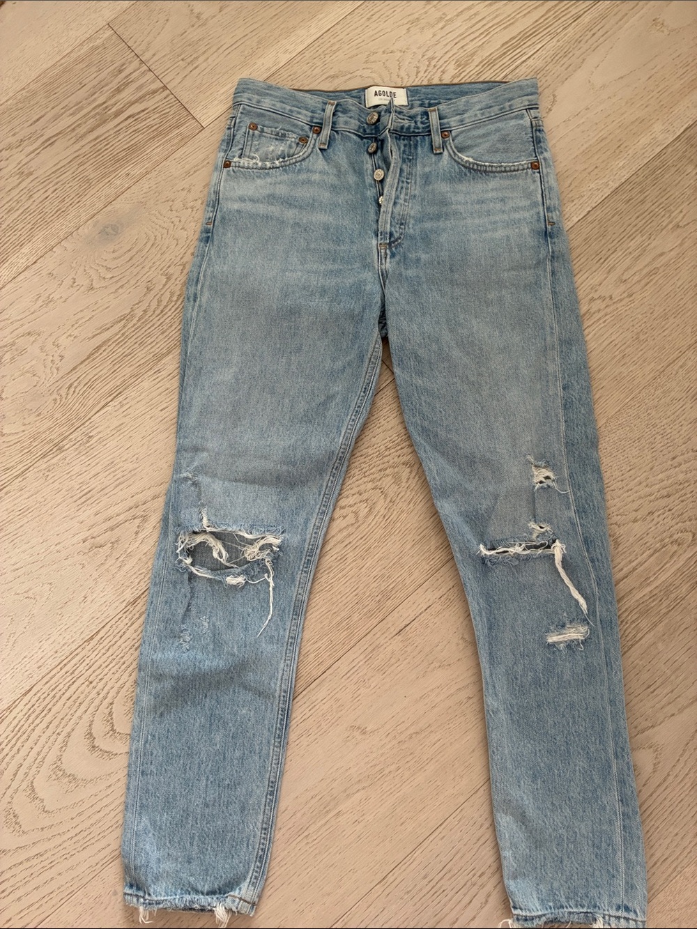 Agolde Light Blue Slim Straight Distressed women’s Jeans